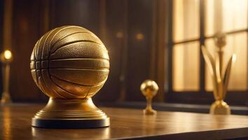 d'or trophée tasse gagnant basketball Balle photo