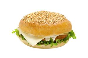 cheeseburger sur le blanc Contexte photo