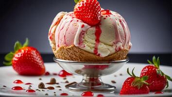 Frais la glace crème avec des fraises photo
