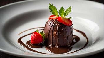 Chocolat couvert des fraises dessert photo