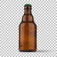 vue rapprochée de la bière froide isolée avec une bouteille brune. photo