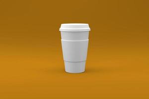 tasse de café blanc uni isolé sur fond coloré. illustration 3D. adapté à votre élément de conception.