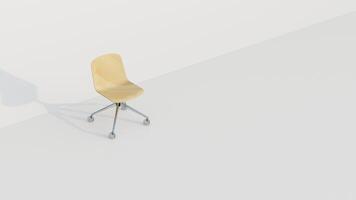 3d le rendu Célibataire minimaliste Bureau chaise avec brillant bois et 4 fauteuil roulant jambes. photo