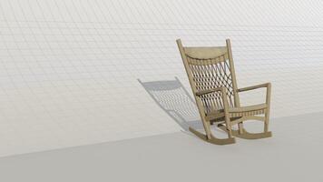 3d le rendu en bois balancement chaise sur plan Contexte photo