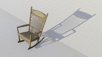 3d le rendu en bois balancement chaise sur plan Contexte photo