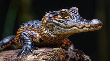 tête de une crocodile paléosuchus palpebrosus nain caïman photo