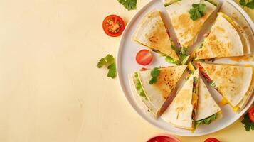 Quesadillas mexicain nourriture galette tortilla emballage traditionnel plat photo