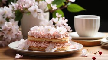 crème éponge gâteau pour fête fête photo