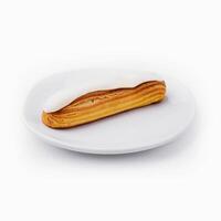 délicieux classique éclair sur blanc assiette photo