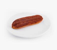 délicieux fait maison éclairs avec une Chocolat poudre photo