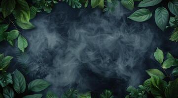 vert feuille Cadre avec fumée photo