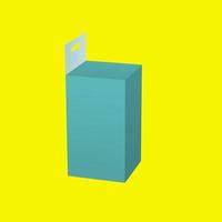 Boîte suspendue de médecine verte 3D isolée sur fond jaune. adapté à votre élément de conception. photo