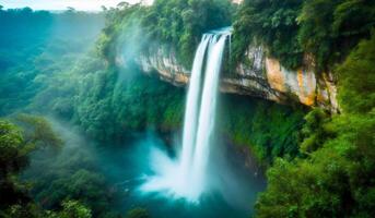magnifique cascade dans le forêt tropicale photo