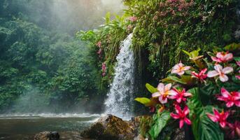 magnifique cascade dans le forêt tropicale photo