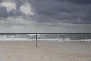 plage, sable, mer, village caresser à le Nord mer, le Pays-Bas, photo