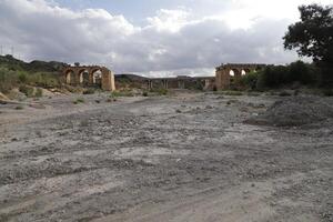 s'est effondré Père Noël Barbara pont après inondations nombreuses ans il y a, alméria, andalousie, Espagne photo