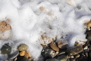 mer, mousse, eau, cailloux, vagues, plage photo