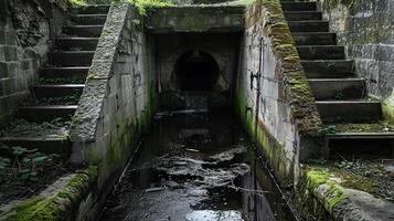 effrayant, sombre, et mystérieux tunnel. photo