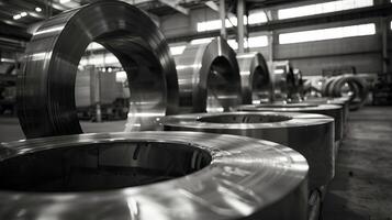 grand Rouleaux de acier dans une usine photo