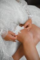 la mariée pansement mariage robe. Matin la mariée. photo