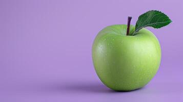 Frais mûr vert Pomme dans violet Contexte photo