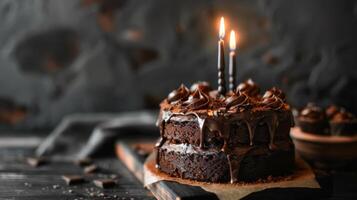 Chocolat gâteau avec bougie photo