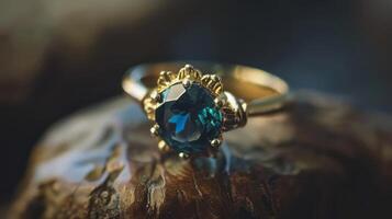 antique bague avec mousse saphir pierre photo