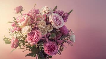 donner le cadeau de une magnifique bouquet de fleurs photo