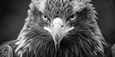 une proche en haut de un Aigle s visage avec ses yeux ouvert et ses bouche ouvert photo