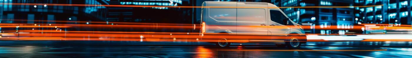 futuriste livraison van excès de vitesse avec néon Orange stries photo