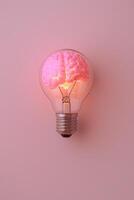 une lumière ampoule avec une rose cerveau à l'intérieur de il photo