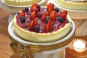 fraise cheesecake avec fraise confiture photo