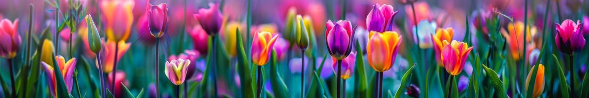 vibrant tulipes et fleurs sauvages dans printemps Floraison photo