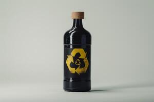 une bouteille de Bière avec une recyclage symbole sur il photo