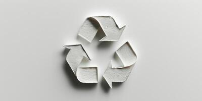 minimaliste papier carton recyclage symbole sur blanc Contexte photo