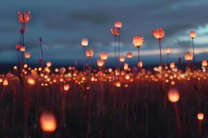 crépuscule lueur la nature lumière spectacle plus de fleurs sauvages Prairie photo