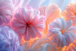 éthéré floral en tissu illusion, doux pastel tons mélange photo