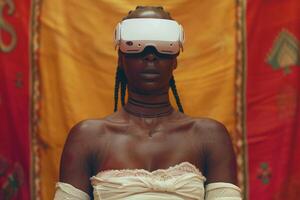 virtuel réalité immersion au milieu de riches culturel textiles photo