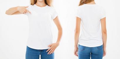 femme en collage de t-shirt blanc, blanc, modèle, ensemble, bannière, espace de copie photo