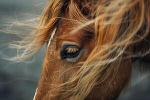 islandais cheval avec vent soufflé crinière photo