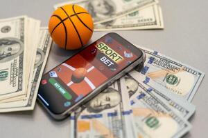 des sports pari site Internet dans une mobile téléphone filtrer, balle, argent photo