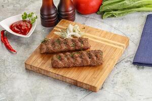 kebab avec du boeuf servi oignon photo