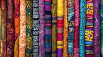 coloré textiles sur étagère, la laine et magenta tissus, Créatif les arts afficher photo