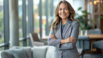 sur de soi professionnel femme dans moderne Bureau réglage - entreprise, direction, succès, entreprise environnement Stock photo