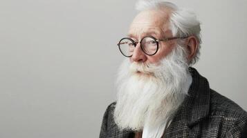 respecté Sénior homme avec majestueux barbe sur isolé blanc Contexte. photo