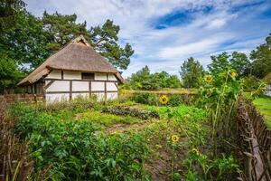 vieux du pêcheur Maisons dans kluki village, Pologne. photo