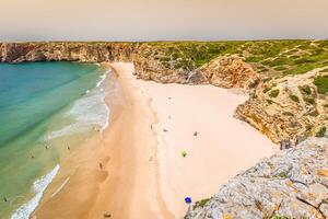 magnifique baie et sablonneux plage de Praia faire béliche près cabo sao Vicente, algarve région, le Portugal photo