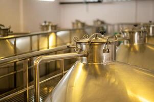 du vin fermentation réservoirs dans moderne du vin usine photo
