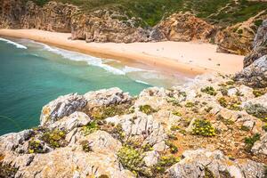 magnifique baie et sablonneux plage de Praia faire béliche près cabo sao Vicente, algarve région, le Portugal photo