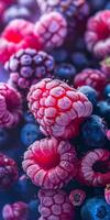 une magnifique proche en haut photographier de fruit, avec framboises, myrtilles et mûres, studio tir. haute qualité photo